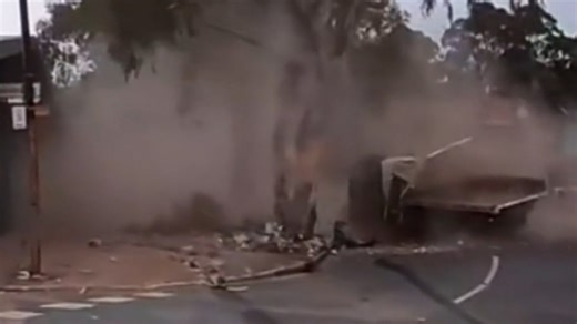 Out-of-control truck's rampage ends in crash into parked cars