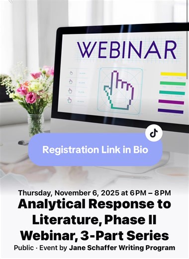 📚 Analytical Response to Literature, Phase II Webinar, 3-Part Series . ⏰ DEADLINE TO REGISTER: OCTOBER 24 . ✅ Phase II, Practicum and Progression: Once teachers have introduced and students have practiced the foundational writings skills and process of the Jane Schaffer Academic Writing Program®, teachers will begin observing how their students’ abilities develop at different rates of progress. This occurrence is natural, and teachers must be patient with their students’ cognitive development, 