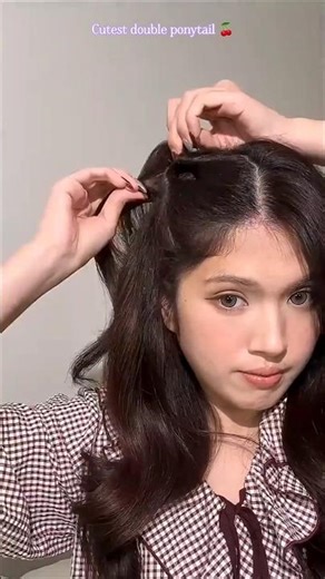 Trying cutest double ponytail🍒 ||Anita Joshi|| #viralshort #shortvideo #hairtutorial #hairstyle