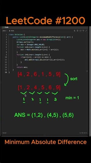 Daily LeetCode 1200 Minimum Absolute Difference #shorts #leetcode #dsa #coding
