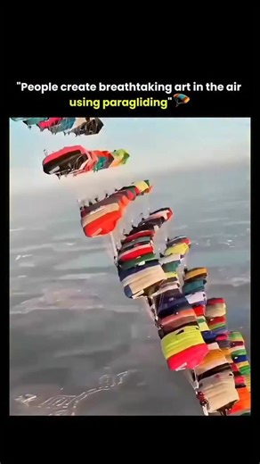 factshubs_ig on Instagram: "How do dozens of people create breathtaking art in the air using paragliding? It starts with extreme precision, trust, and perfect timing. Each paraglider pilot follows a carefully planned flight path, maintaining exact altitude, speed, and spacing. From the ground, it looks like floating magic, but in the air it's disciplined choreography. Wind direction, thermal currents, and weather conditions are studied in advance, because even a small change can distort the enti