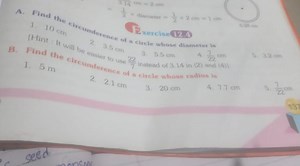 1. 10 cm=21​× diameter =21​×2 cm=1 cm[Hint : It win 2. 3.5 cm... | Filo