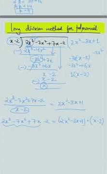 Long division method for polynomial | factorization of polynomial #icse #cbse #cgl #jeemain #class10