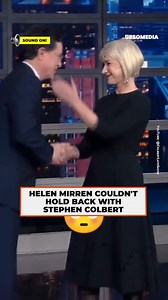 #HelenMirren had been in love with #StephenColbert for years, so she couldn't help but st3al a passionate #kiss from him when she invited her on his show. 😳 | Icons