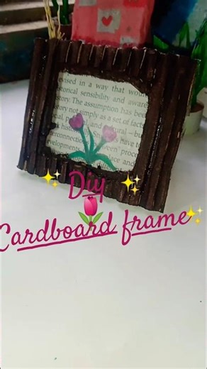 Cardboard Mini Rustic Frame DIY Decor with Vintage Floral Print #art #reels #craft #shorts #diy