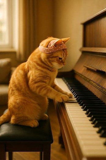 The Cat Plays Piano Adorably! Every Note Melts Your Heart 🎹🐾