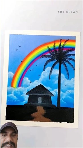 Easy Rainbow Pastel Color Drawing.#art #shortvideo #painting