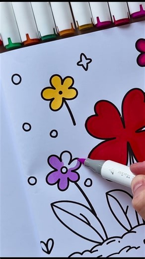 Coloring Spring Garden Flowers 🌸🌼✨ So Satisfying #flowercoloring #coloringasmr #satisfyingcoloring