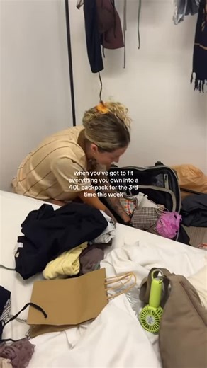 ❊ 𝔼𝕄𝕀𝕃𝕐 ✈ Travel ❊ on Instagram: "NO BUT SERIOUSLY I’M TIRED OF REPACKING THIS BAG!! i think tom got a bit carried away with the filming of this, my clothes were being launched #backpacking #backpackingreality #backpackingcouple"