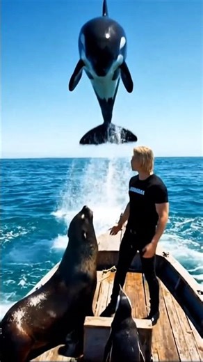 Dramatic Ocean Rescue: Penguin and Sea Lion Jump onto a Boat to Escape an Orca