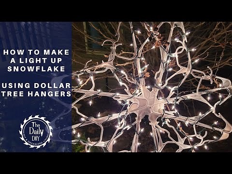 How To Make a Light Up Snowflake Out Of Dollar Tree Hangars