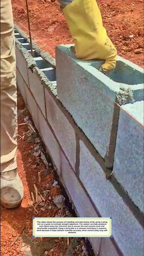 Concrete Block Wall Installation Using String Line Construction Accuracy Technique #construction