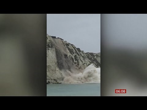 White Cliffs of Dover - coastal erosion collapse (UK) - BBC News - 4th February 2021