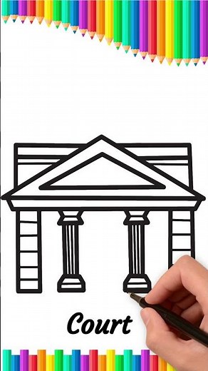 How to draw court house building easy drawing #shorts #art #drawing