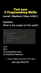 Day 4 Think you know C programming? Test your knowledge with this MCQ! ‎⁨@5minutesprogramming⁩