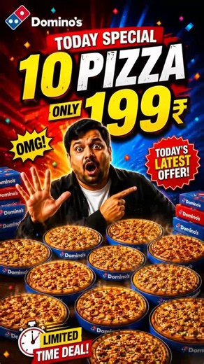 🍕Dominos 10 Pizza Only 199₹ | Dominos Coupon Code Today #shorts #dominos #freefoodorderonline