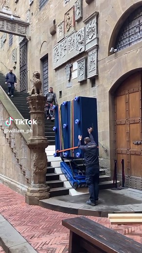 Moving Heavy Furniture Up Historic Stone Stairs