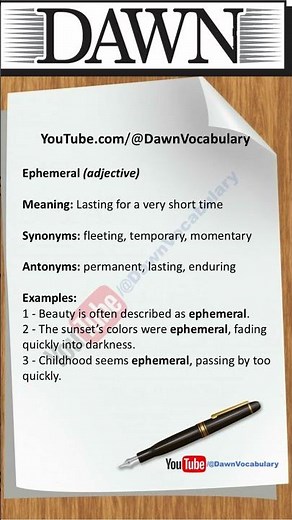 Ephemeral | Meaning, Synonyms, Antonyms & Example Sentences | Advanced English Vocabulary