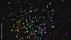 Colorful 3D animation of confetti falling on Alpha Screen Background 4K. Celebrate the holidays. Easy to put it into your scene or video. confetti celebration, birthday party, anniversary party.