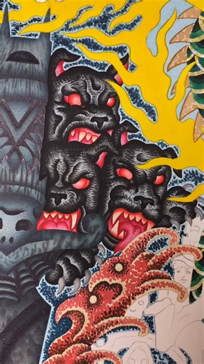 sean drennen on Instagram: "Cerebus (tiny part of a much bigger painting) This part was done with Holbein Acryla Gouache on 300lb Arches Hot Press Paper (and some FW ink in there) If you have any questions on what I’m doing in this video let me know in the comments and I will answer the best I can! And if not please enjoy this song from Lil Boosie. Thanks for watching! #painting #tattoo #dogpainting #cerebus #paintingprocess #gouachepainting #boosie"