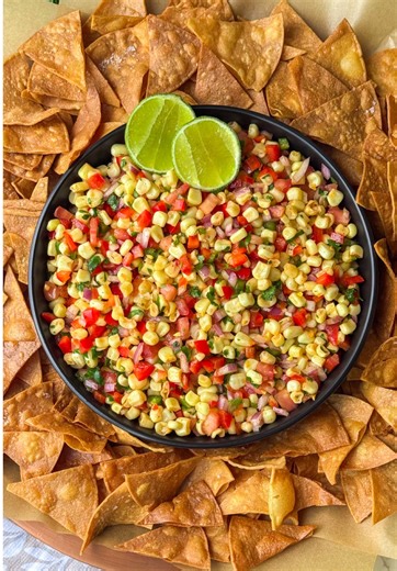 Delicious Corn Salsa Recipe with Fried Tortilla Chips
