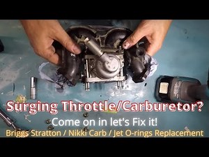 Husqvarna 24hp briggs stratton surging engine throttle carburetor removal fix surging sound GT52XLSi