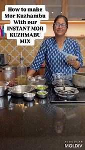 Mor Kuzhambu Recipe Alert! Ingredients: Toor dal, kopra, rice flour, hing, salt, jeera, green chilly, red chillies, mustard seeds, curry leaves Instructions: 1. Cook/sauté veggies and set aside. 2. Mix 3-4 tbsp of @mylaporekitchens Instant Mor Kuzhambu Podi with 1.5 cups water. Add to cooked veggies and simmer until it starts to thicken . 3. Taste and adjust salt ( pack has salt) , a pinch of jaggery ( optional) and switch off. 4. Stir in thick, beaten sour curd (no lumps). The residual heat wil