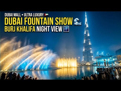 ✨ Dubai Mall Fountain Show 4K 🌃 | Burj Khalifa Night View 💎🔥 | Ultra Luxury Dubai Vibes 🇦🇪✨#Dubai