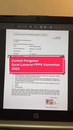 Panduan Lengkap Pengisian Formulir Surat Lamaran PPPK Kemenhan 2026