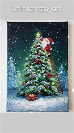 Easy Christmas Tree Painting 🎄🎅💚❤️ #shorts #art