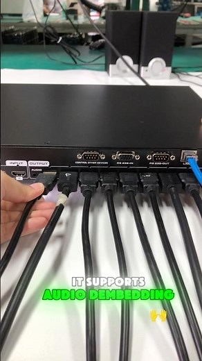 This 8×9 HDMI matrix supports audio de-embedding, easy control via tablet, scene save and recall.