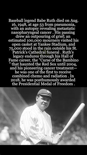 Babe Ruth: The Legend's Death and Enduring Legacy 78 Years Later #shorts #BabeRuth #BaseballHistory