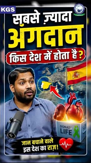 सबसे ज्यादा अंगदान किस देश में होता है? 😲 #khansir #organdonation #spain #khanglobalstudies #shorts