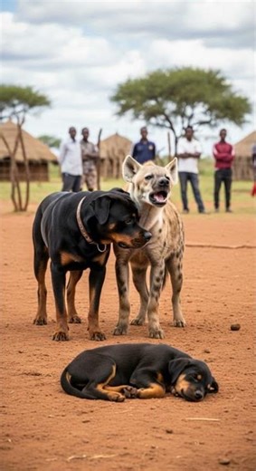 Can the hyena strike back against the dog's surprise attack #wildlife #nature #animalbattle