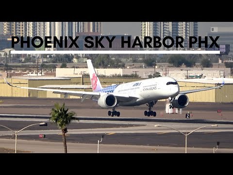 (4K) 21 AMAZING Aircraft Take-off and Landings at Phoenix Sky Harbor PHX