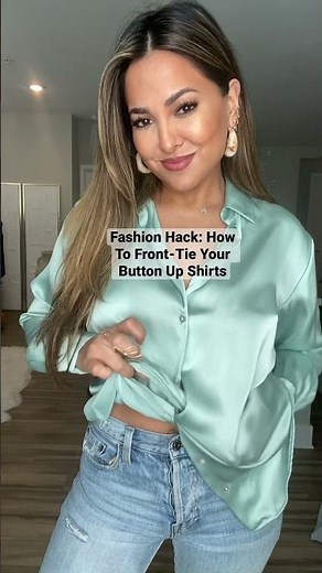 Fashion Hack: How To Front-Tie Your Button Up Shirts✨#ootd #grwm #style #fashion #tutorial #outfit