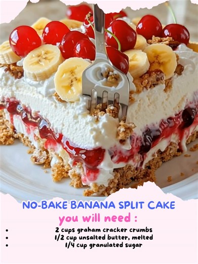 8.4K views · 73 reactions | No-Bake Banana Split Cake Creamy No-Bake...