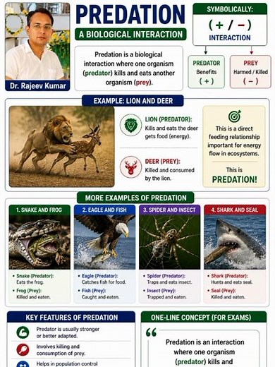 Predation Explained in Ecology | Biological Interaction (+/−) | Predator and Prey | NEET Biology