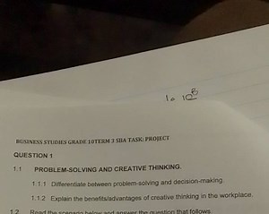 BUSINESS STUDIES GRADE 10 TERM 3 SBA TASK: PROJECTQUESTION 1... | Filo