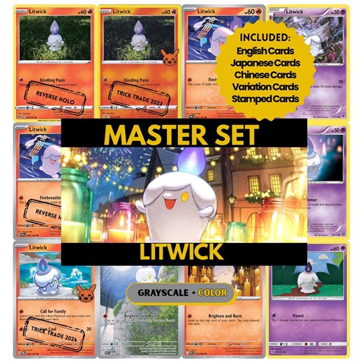 Litwick Master Set Binder Pages, Pokemon Placeholder Cards, Printable PDF & Digital Download - Etsy