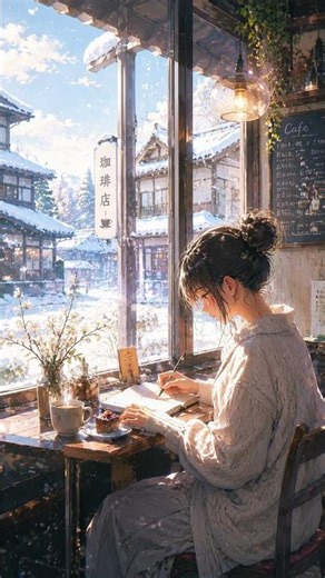 Muted Trumpet Snow Cafe ☕❄️ Cozy Winter Music for Study & Focus