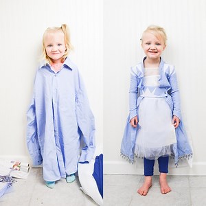 73K views · 95 reactions | Make a DIY Elsa Frozen 2 Jacket that goes over her dress that she wears to travel to the Enchanted Forest. Upcycle a button up shirt to reuse some of the details. https://www.heatherhandmade.com/diy-elsas-frozen-2-jacket/ | Heather Handmade | Facebook