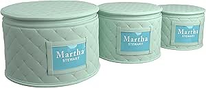Martha Stewart Dinnerware Stemware Glassware Stackable Organizer Home Storage Container Case, 3 Piece Dinnerware Set Organizer For Dessert, Salad and Dinner Plates With Felt Dividers, Mint