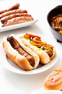 Beer Brats with Sautéed Peppers