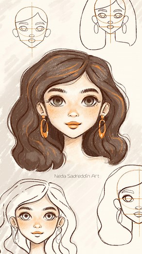 Soft lines, kind eyes, and a little cartoon sparkle ✨💖 #beautifulcartoongirl #womanfacedrawing #kawaiicharacter #digitalportraitart #cartoonbeauty #prettygirlsketch #characterdesignart #cutegirldrawing #procreatedoodles #illustrationlove #simplecutedraw #stepbystepdrawing | Neda Sadreddin Art