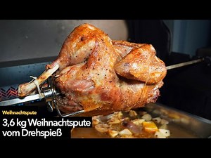 3,6 kg Weihnachtspute vom Grill | gefüllte Pute vom Drehspieß