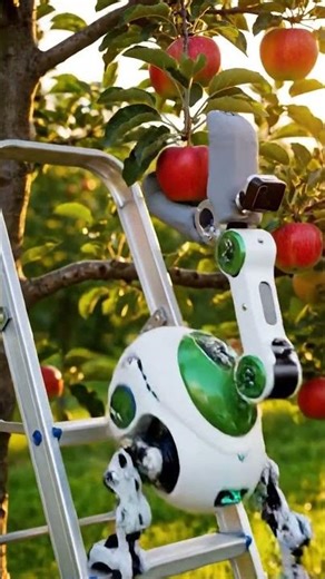 Tiny Robot is Picking Perfect Apples! 🍎 #AgriRobot #FruitPicking #OrchardTech