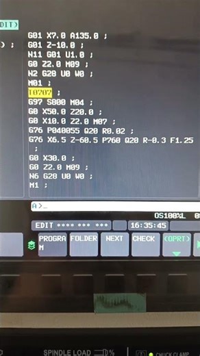 1.25 pich threading in 8mm rod#threading #cnc #viralshorts #cncprogram