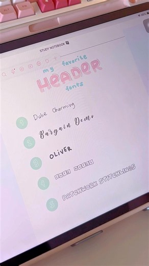 top 5 fave header fonts 🤪 #ipadnotes#studytok #handwriting #freenotes