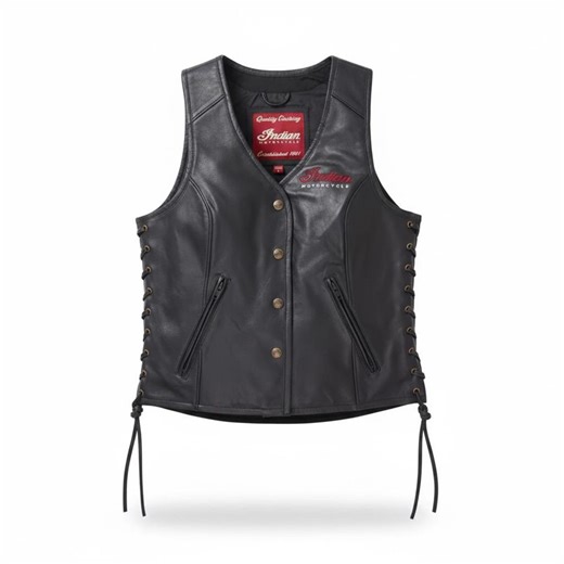 Women's Indian Motorcycle Leather Vest - Black Genuine Leather Side Lace Biker Waistcoat With Embroidery - Etsy